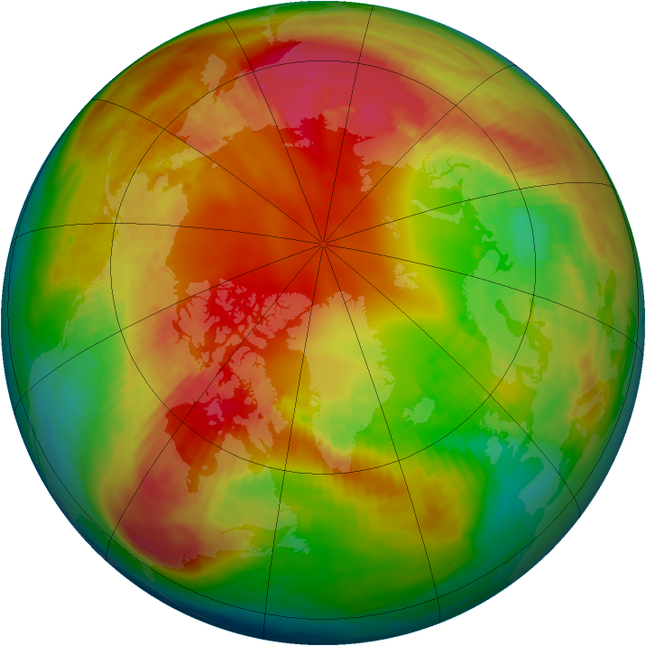 Arctic ozone map for 15 February 1991